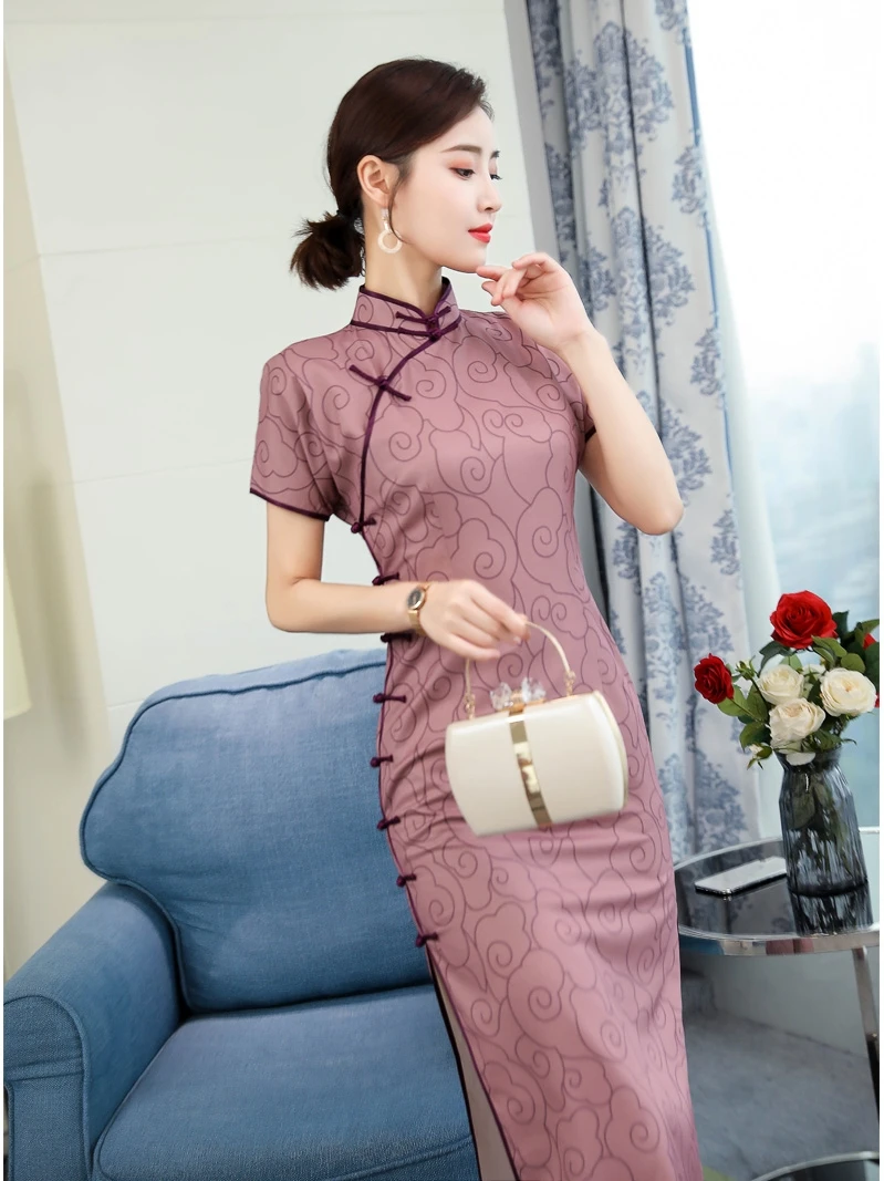 

Ретро-платье для молодых женщин, приталенное, фиолетовое, средней длины, с дизайном Luy Cloud, для повседневной носки, или Sve Dr