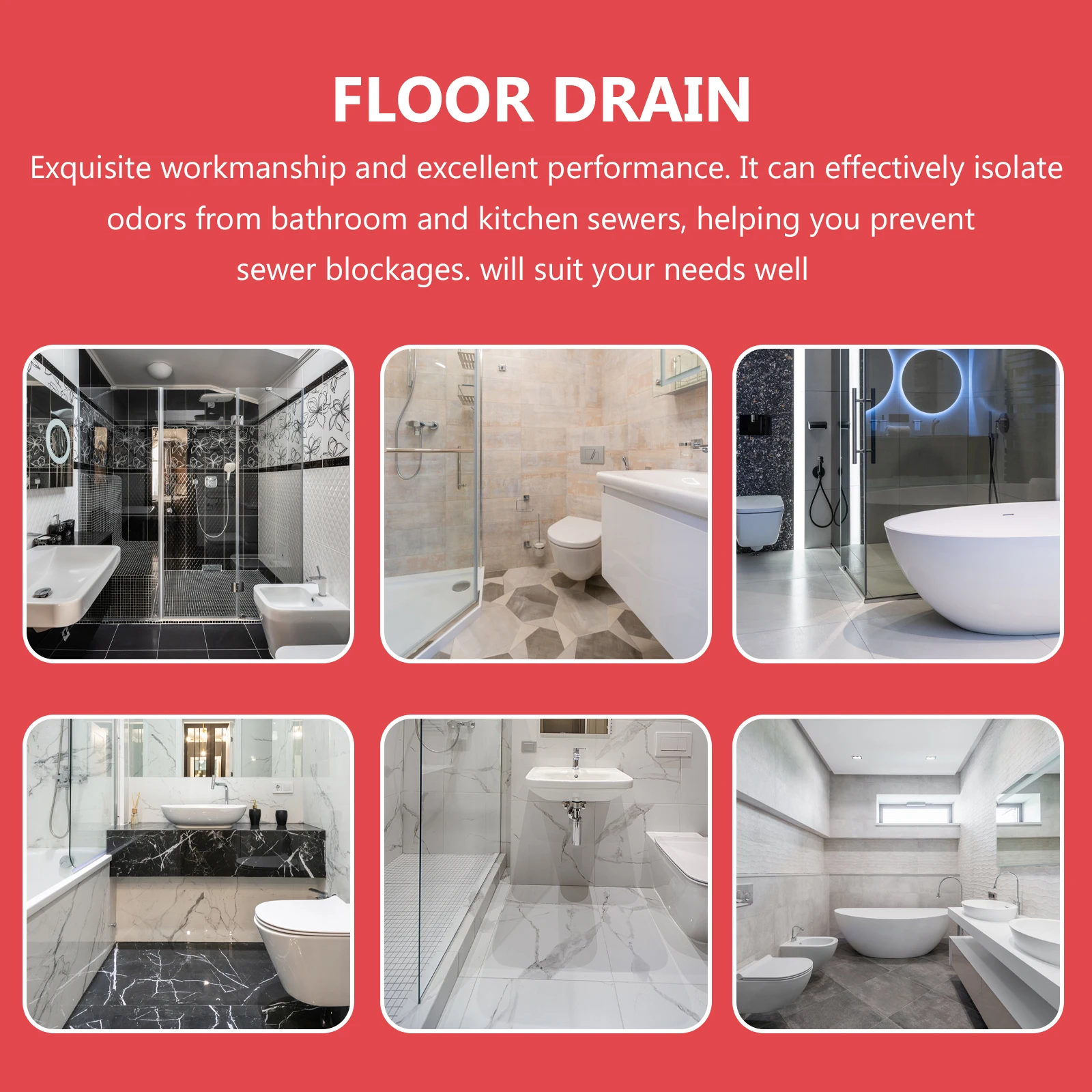 

Floor Strainer Strong Hair Catcher Bathroom Silicone Reusable Non-Slip Suction Cup Shower Drain Hair Stopper