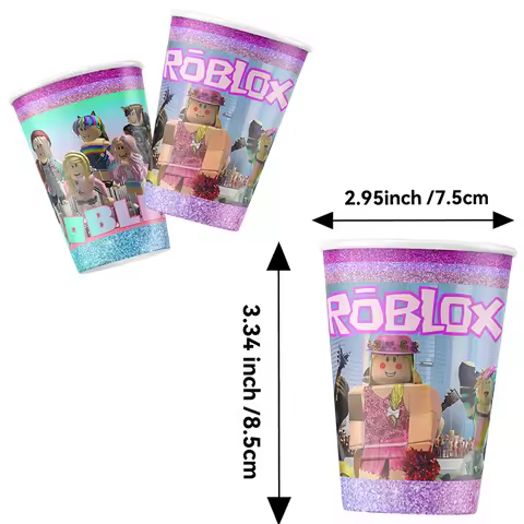 Roblox Girl Disposable Customizable Party Tableware Baby Shower Kids Girls Boy Party Birthday Decoration Party Kit Honeycombs