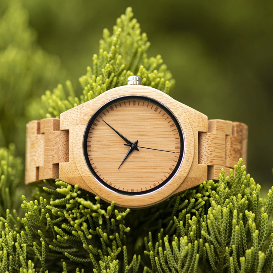 BOBO BIRD Couple Watches Bamboo Quartz Wristwatch For Men Women Wooden Strap Timepieces Clock With Gift Box Dropshipping Custom