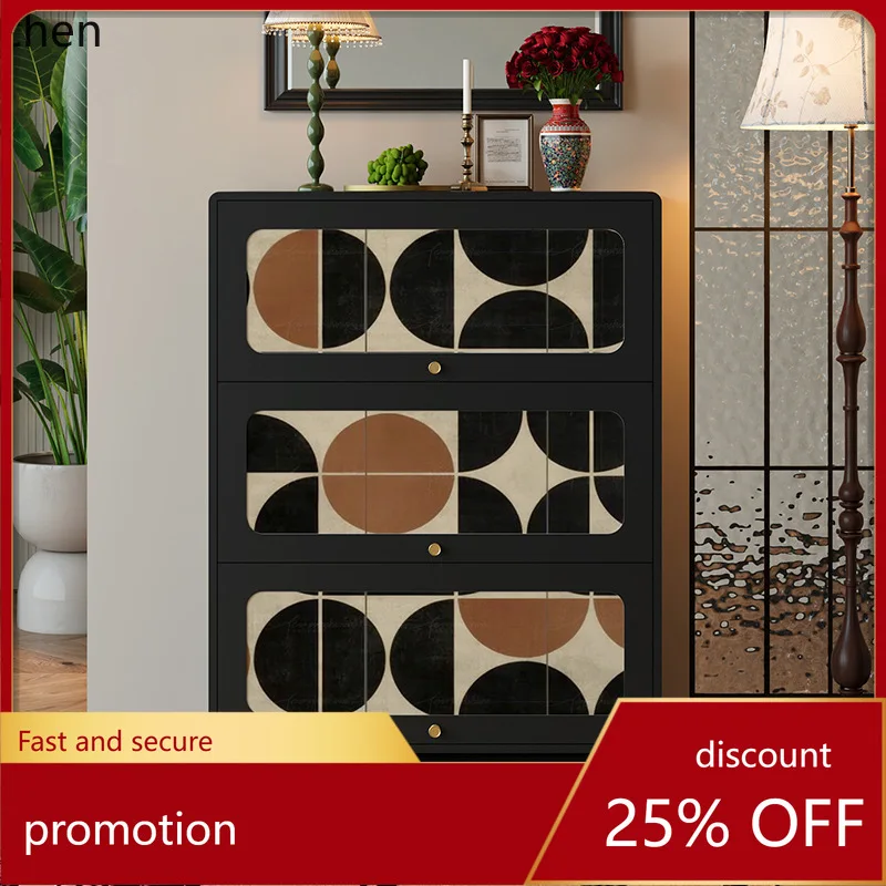 

YFY Shoe Cabinet Entryway Cabinet Home Living Room Wall-Mounted Integrated Solid Wood Functional Storage Cabinet