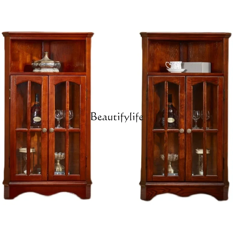 

yj9 American-Style Solid Wood Retro Corner Cabinet Corner Living Room Corner Storage Rack Triangle Wine Cabinet