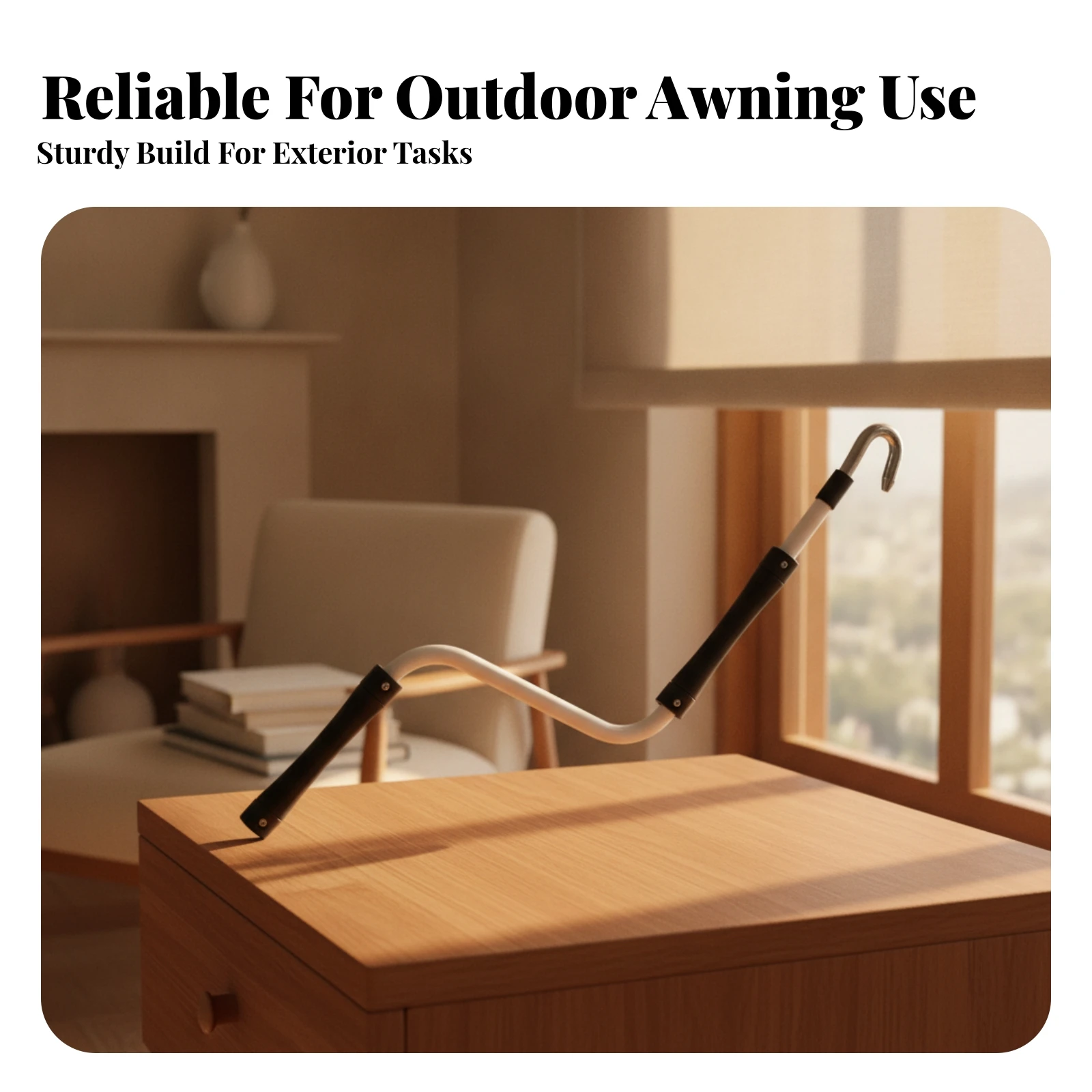 Awning Crank Handle with Hook Easy Reach Awning Crank Handle Hardware Rust-Resistant Tool Manual for Homeowners, Patio, Home