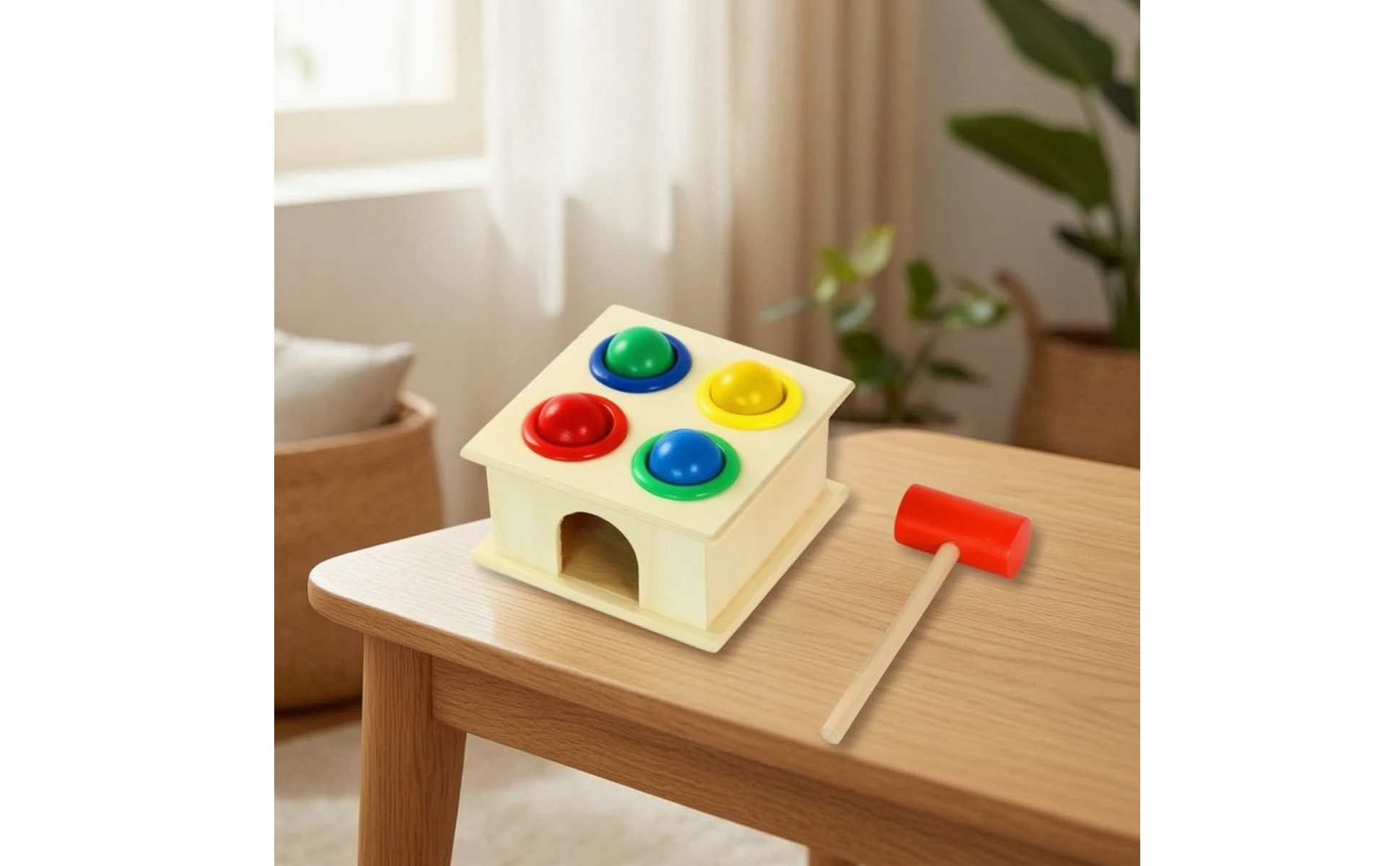 Wooden Pounding Toy Compact Hammering Toy Wooden Mallet Lightweight Mini for Toddlers, Playroom, Classroom