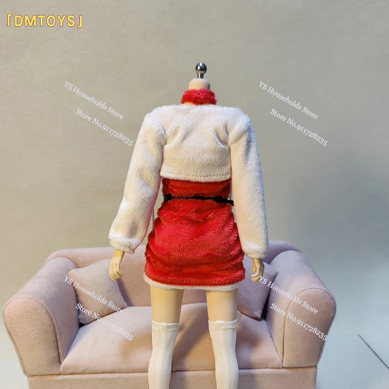 Dmtoys-女性兵士クリスマス美容赤いスカート、ミニロングストッキング、服セット、12 "アクションフィギュアボディ用アクセサリー、df067,1/6