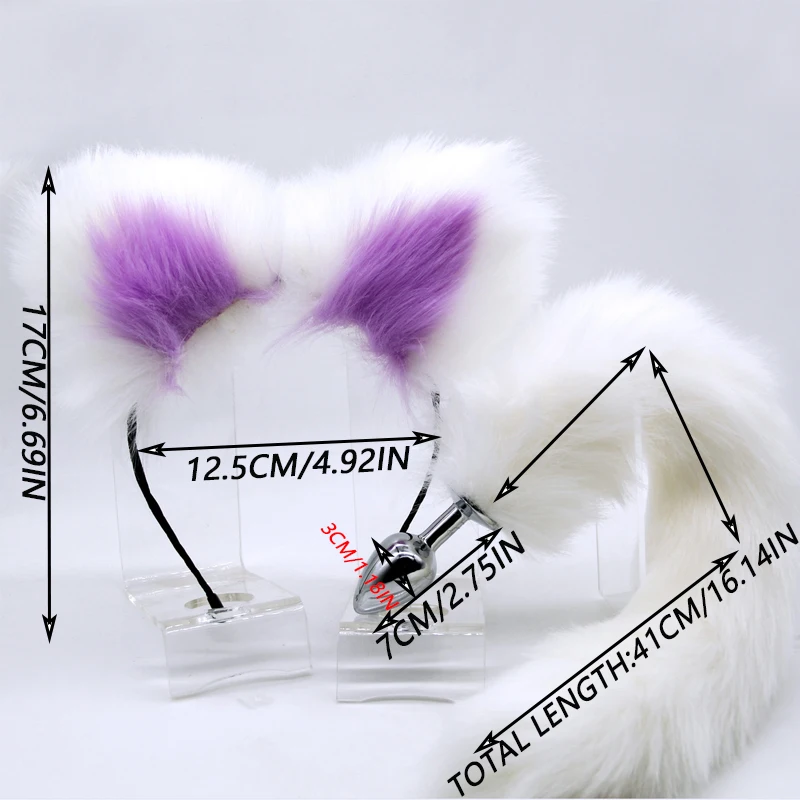 4 pcs Fox headband with tail anal plug Collar Slaves Masque Sexy Bondage Restrsaints Binding Restraint Kit Slave Femdom Cosplay