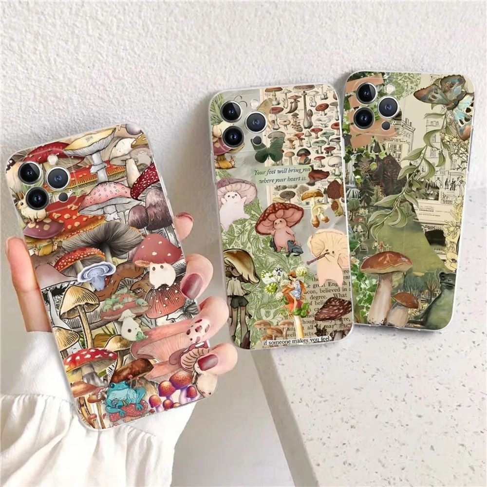 Mushroom Phone Case For iPhone 15 14 11 12 13 Mini Pro XS Max Cover 6 7 8 Plus X XR SE 2020 Funda Shell