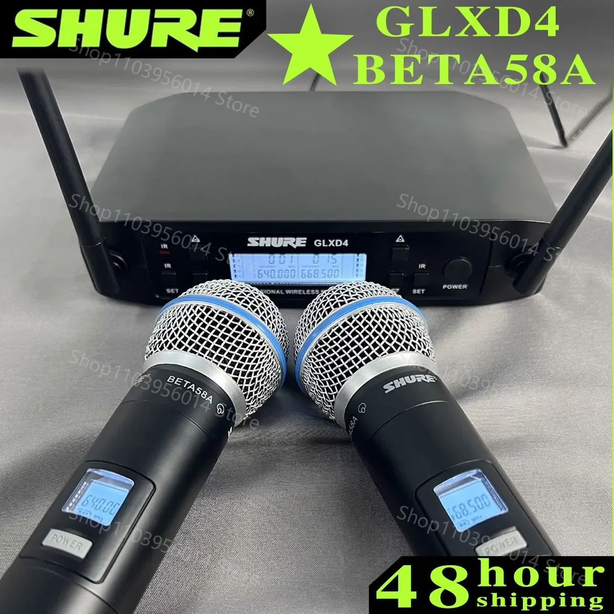 Shure GLXD 4 BETA 58A Wireless Microphone Set 2 Handheld Microphones Dynamic Professional Handheld Party Stage Karaoke640-690MHZ