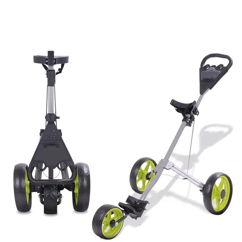 Golf Push Cart 4 Wheel Sturdy Lightweight Folding Golf Pull Trolley with Foot Brake and Drink Holder Umbrella - view 5