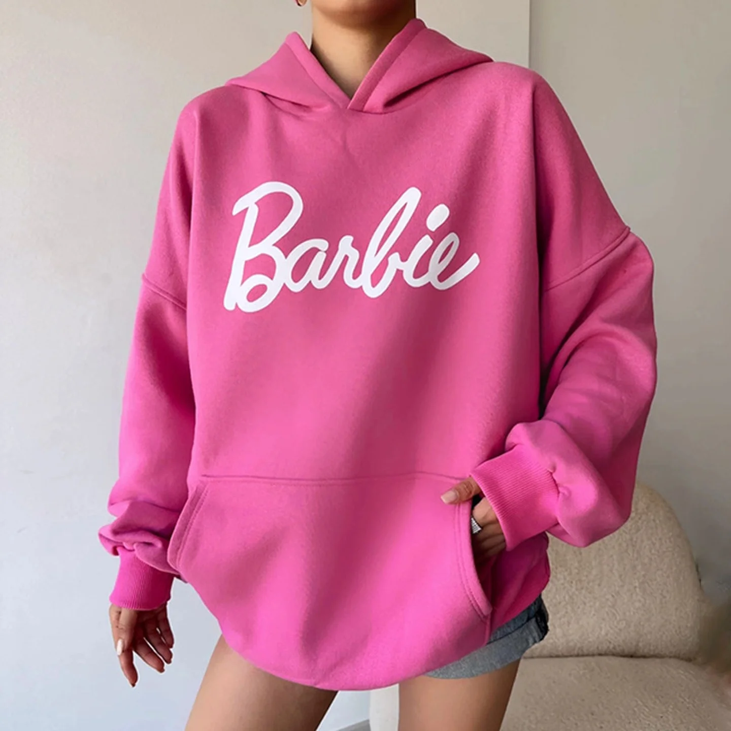 

Women's Casual Loose Hoodies Letter Print Street Sle Polyester Blend Regular Sve Hoodie Single Piece Spring Faion