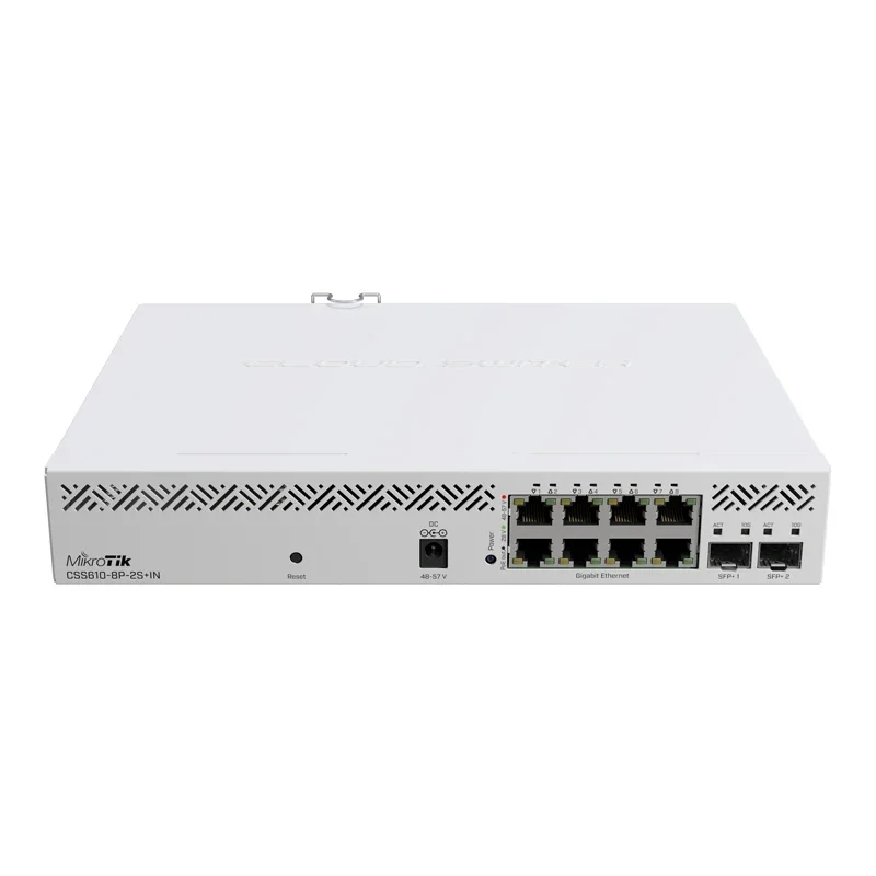 

MIKROTIK CSS610-8P-2S+IN Switch Caffordable PoE Powerhouse With 8xGigabit PoE-Out Ports And 2x10 Gigabit SFP+ Ports,162W VLAN