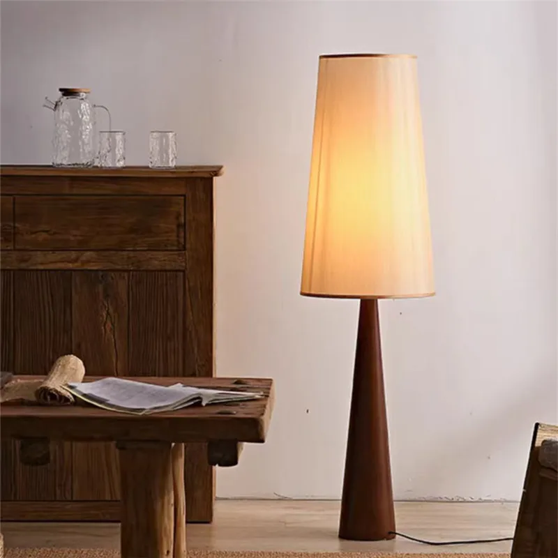 Japanese Bedroom Bedside Floor Lamp Designer Wabi Sabi Standing Lamp For Living Room Corner Villa Hotel LED Wooden Floor Lamp