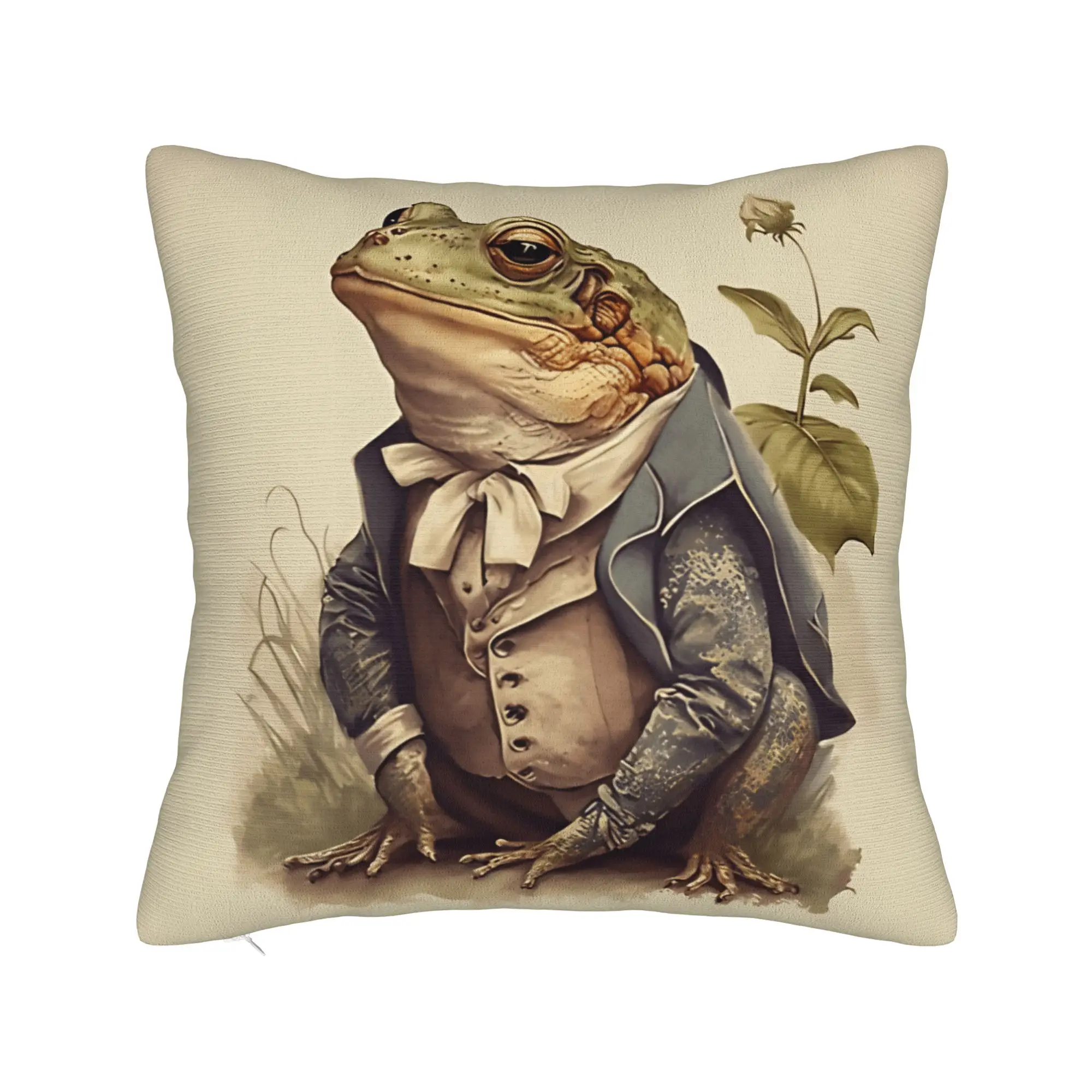 Pillow Case Gentleman Frog Square  Pillow Cover For Sofa Car Home Decor Fashion Pillowcases