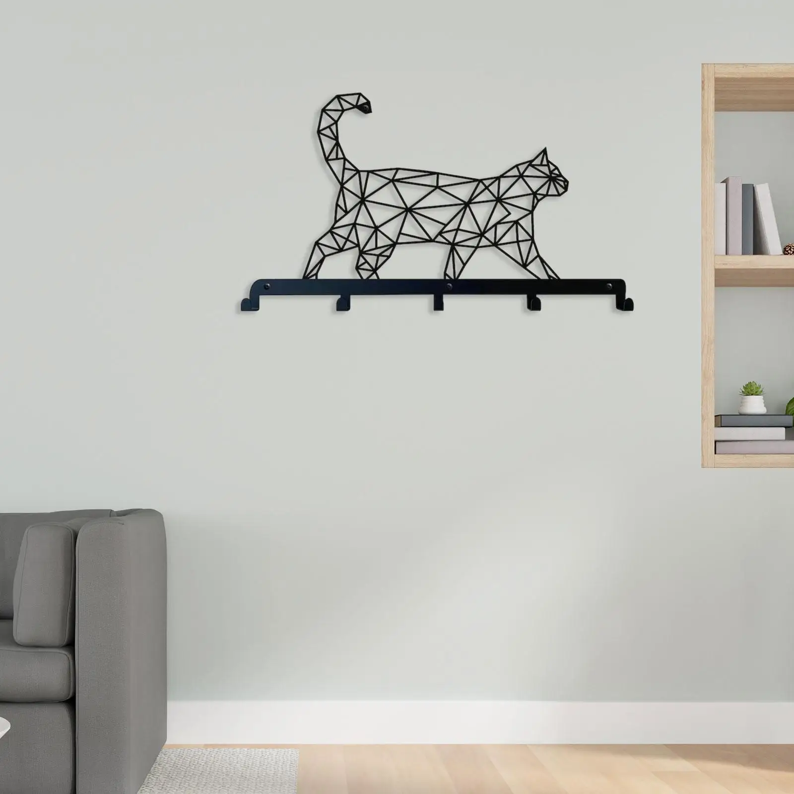 Wall Mounted Coat Hooks Geometrical Cat Wall Decoration Iron Art Coat Hanger