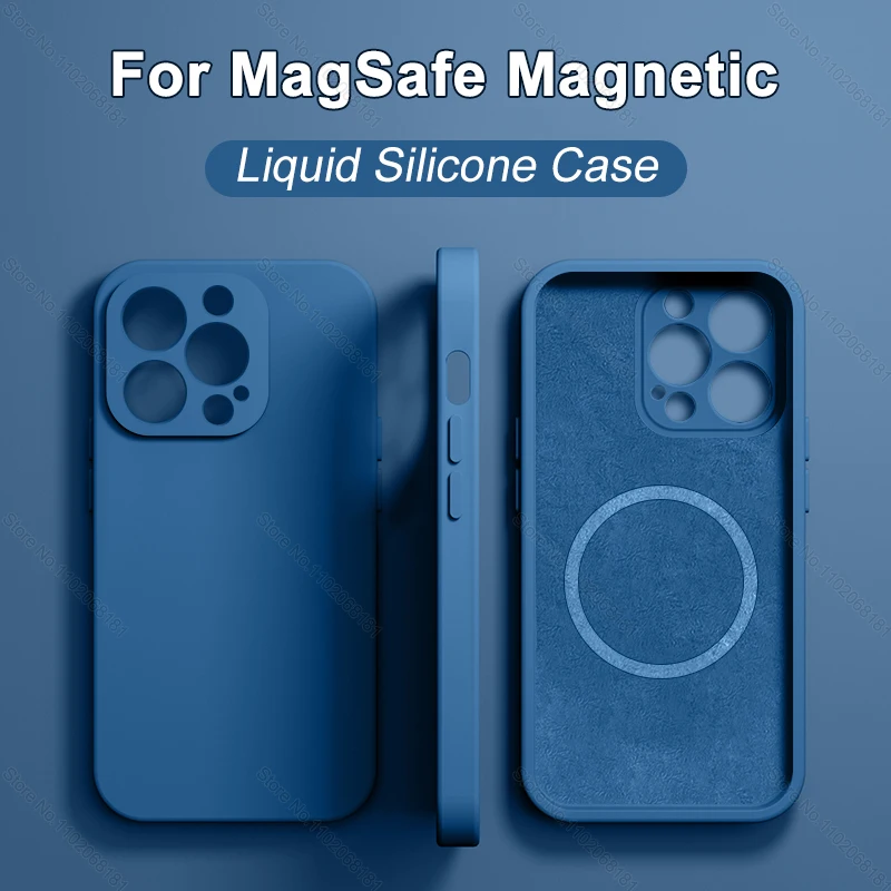 LPLEA For Magsafe Luxury Magnetic Liquid Silicone Case For iPhone 15 14 13 12 11 Pro Max Mini X XR XS 8 Plus Wireless Charging