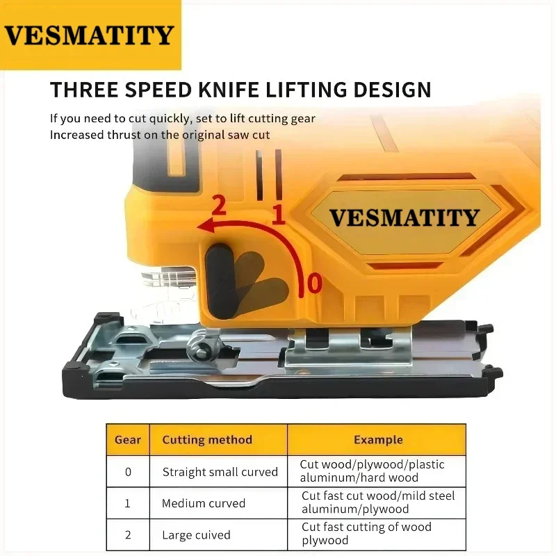 2700RPM Curve Saw Cordless Electric JigSaw Portable Multifunction Adjustable Woodworking Power Tool For Dewalt 18V20V BatteryPin view 3