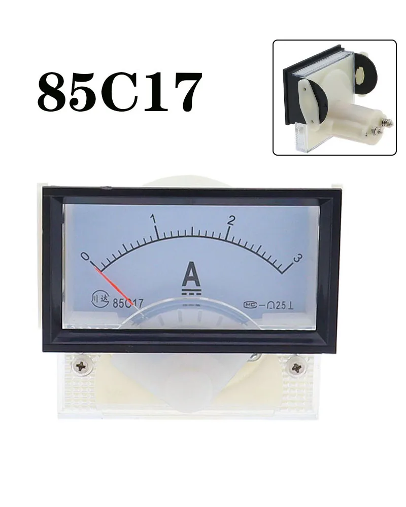 Analógico medidor de painel atual, amperímetro para testes de circuito, Ampere Tester Gauge, 85C17 DC, 1A, 2A, 3A, 5A, 10A, 15A, 20A, 30A, 50A, 75A,