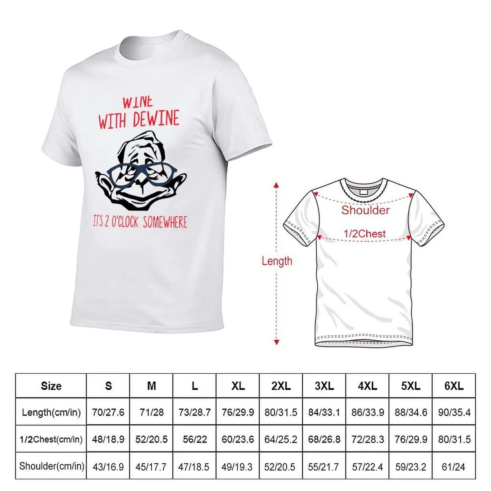Wine with Dewine it’s 2 o’clock somewhere shirt T-Shirt vintage new edition Men's cotton t-shirt