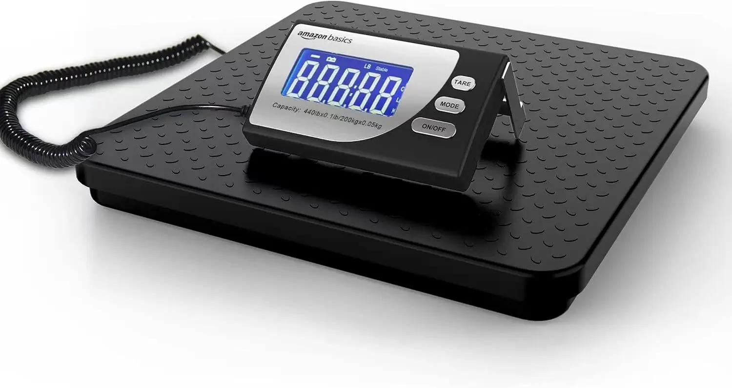 

Heavy-Duty Digital Postal Scale with Aluminium Platform, 440 lb Capacity, 1 Ounce Readability in Black