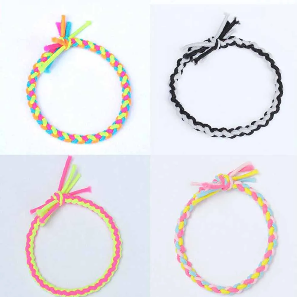 100 Pcs 헤어 Scrunchie 넥타이 Elastics 밴드 여성을위한 짠 머리 장식 소녀 매일 착용 세련된 헤어 액세서리