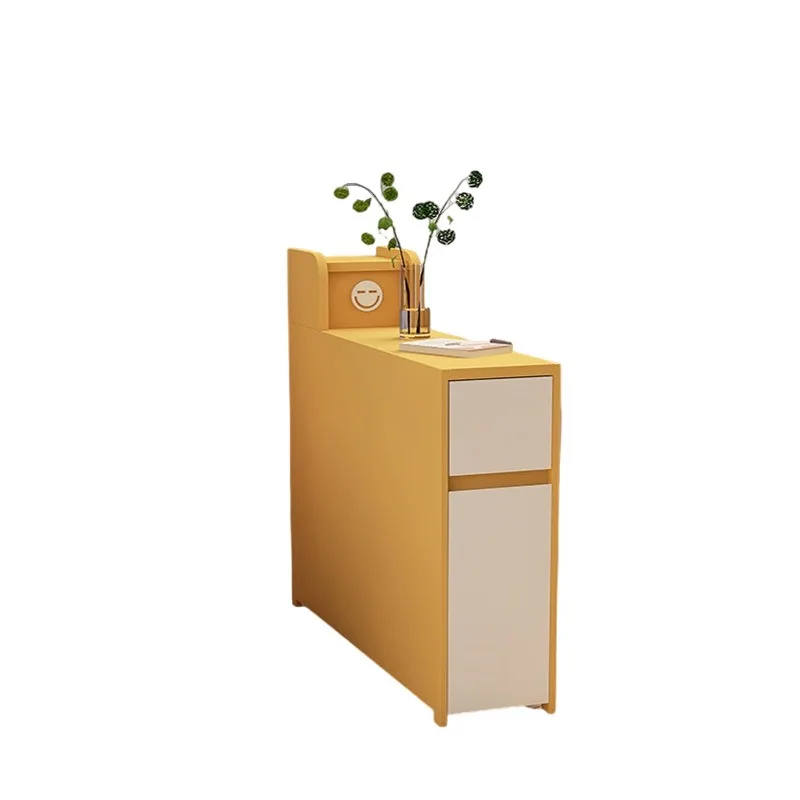 

Smiley sofa sideboard, side cabinet, solid wood living room with charging socket, modern narrow storage cabinet