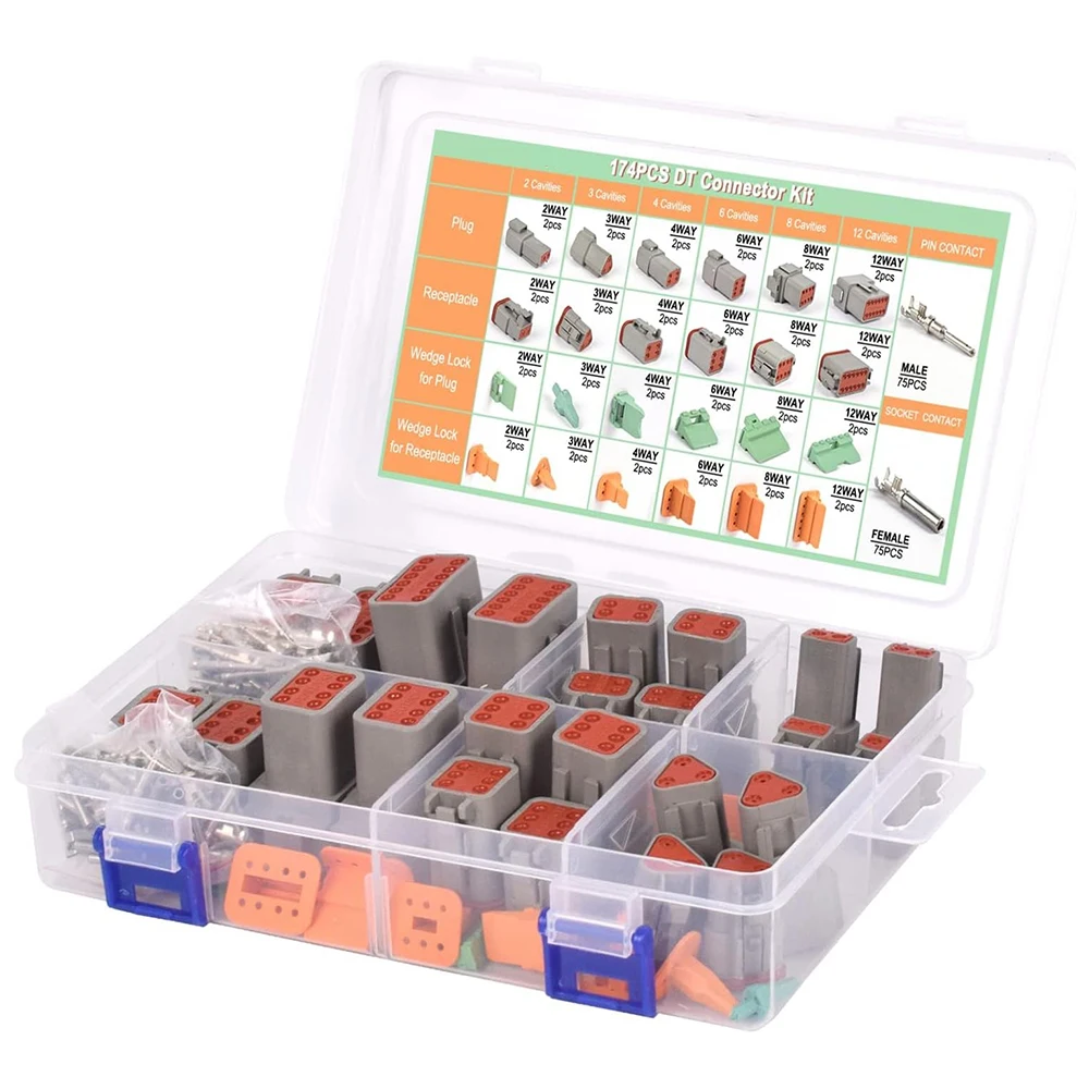12Set Deutsch DT serie Waterdichte Draad Connector Kit DT06-2/3/4/6S DT04-2/3/4/6/8/12P Automotive Verzegelde Plug met pinnen doos