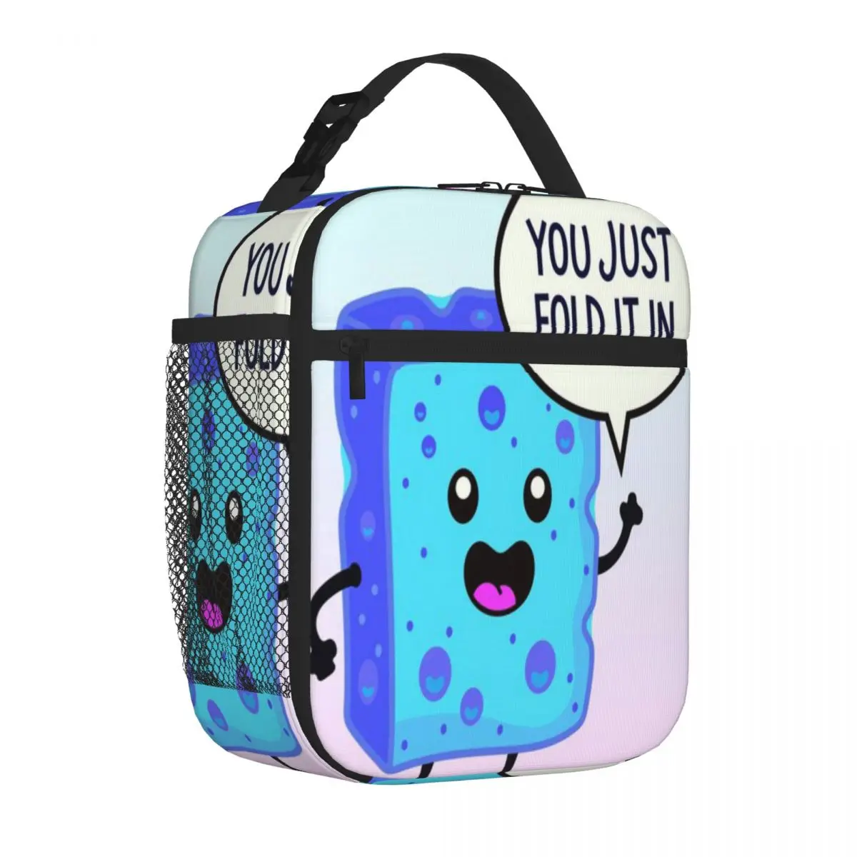 Hot Sale You Just Fold It In! - Cute Blue Cheese Foldable Design Thermal Lunch Bag Outdoor Sports Meal Bag