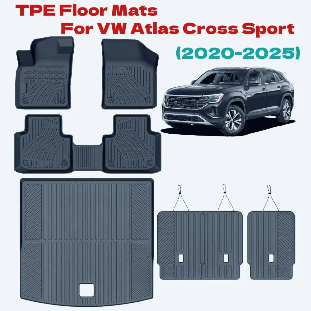 

TPE Floor Mats for VW Atlas Cross Sport 2020 2021 2022 2023 2024 2025 (5 Passenger) for Volkswagen Atlas Cross Sport Cargo Liner