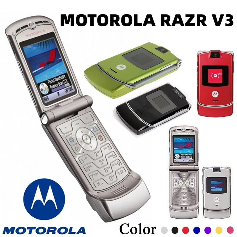 MOTOROLA RAZR V3 Refurbished 90% New-Original Unlocked Clamshell Bluetooth Mobile Phone GSM 850/900/1800/1900 Phone Good Quality