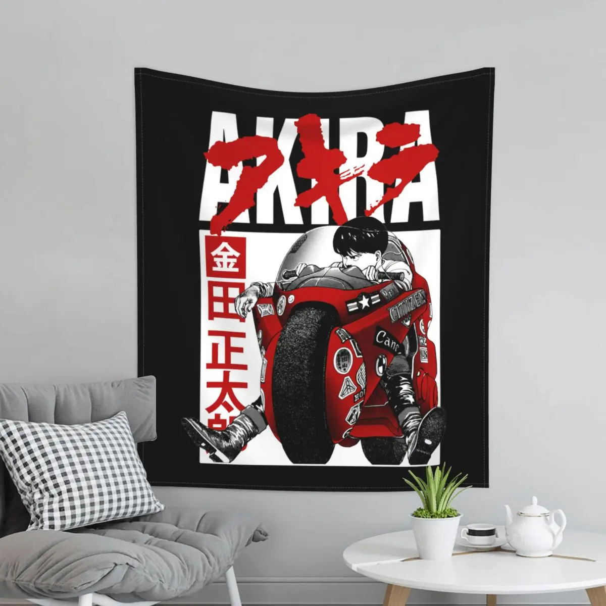 Akira Kaneda Shotaro Motorbike Tapestry Wall Hanging Hippie Polyester Tapestries Anime Bohemian Wall Blanket Room Decor 95x73cm