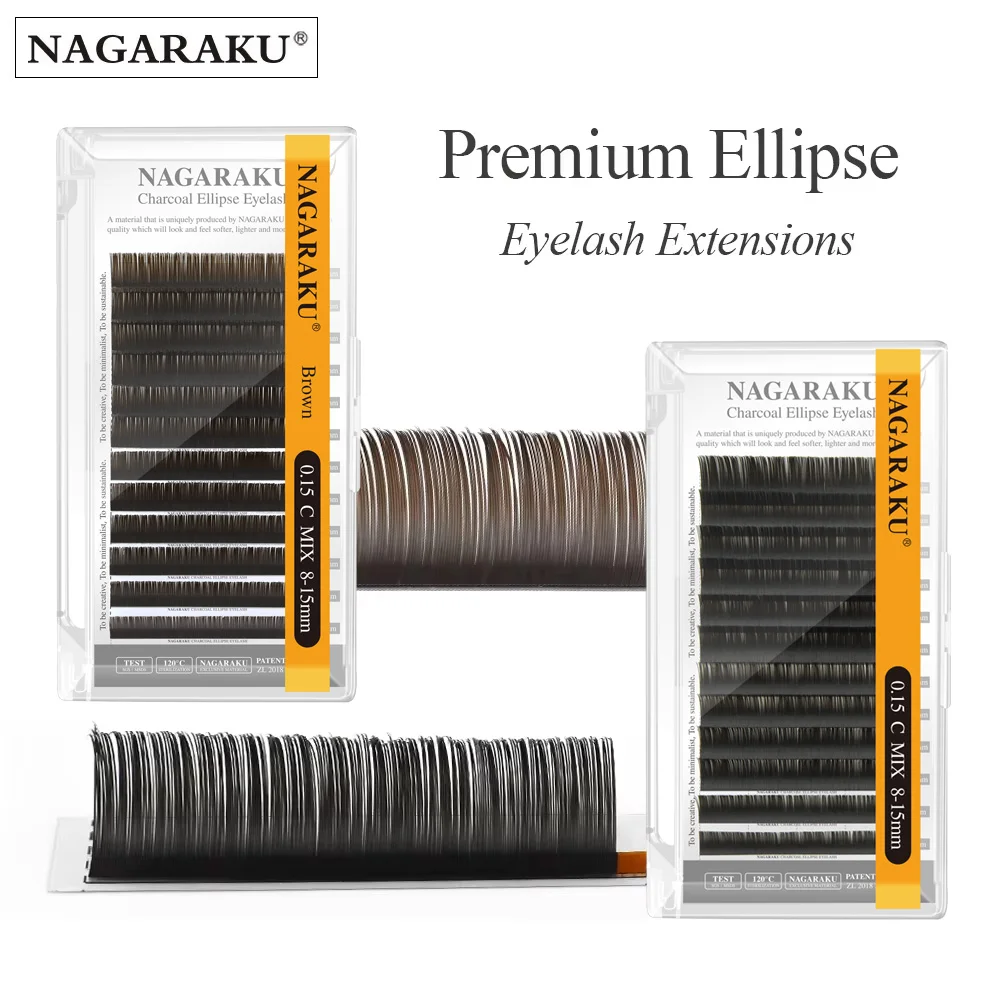 NAGARAKU Flache Split-Tips Weiche Natürliche Kohle-Ellipsen-Verlängerungszubehör Braun Schwarz Grau Hell Schwarz – Detail 1