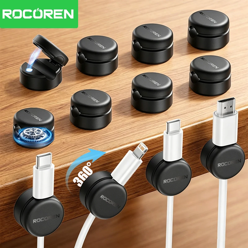 Cable Organizer Magnetic - Rocoren drehbare magnetische Kabelklemme mit glatter