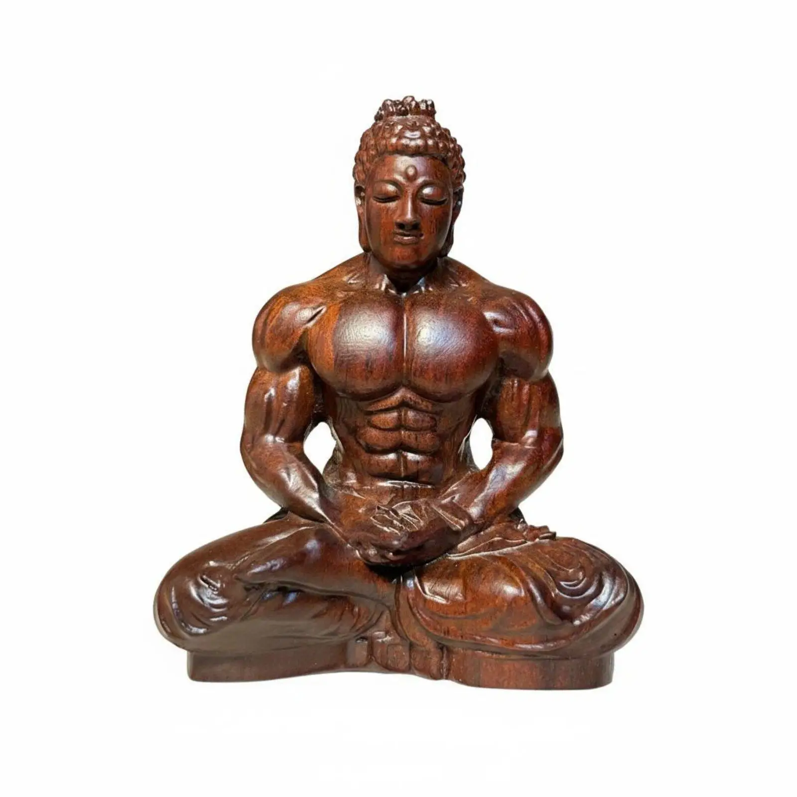 Ebony Buddha Wood Carving Contemporary Muscle Statue Art Sculpture for Car Dashboard Ornament and Shelf Display view 2