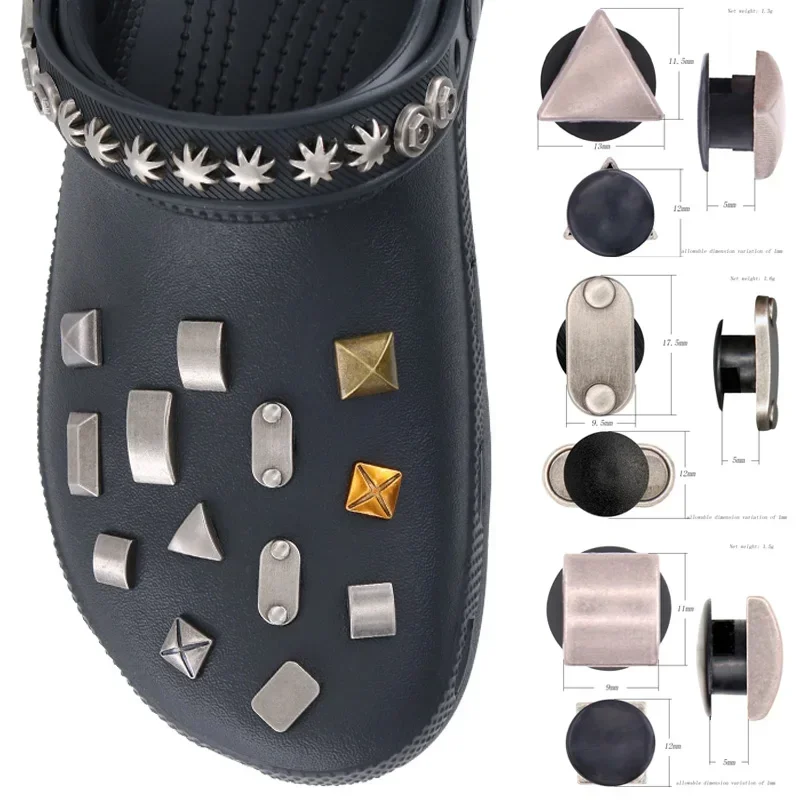 金属製の取り外し可能なハロウィーンのピン,銀色,チャーム,靴のアクセサリー,DIYリベット,靴の装飾,W-6, 1個