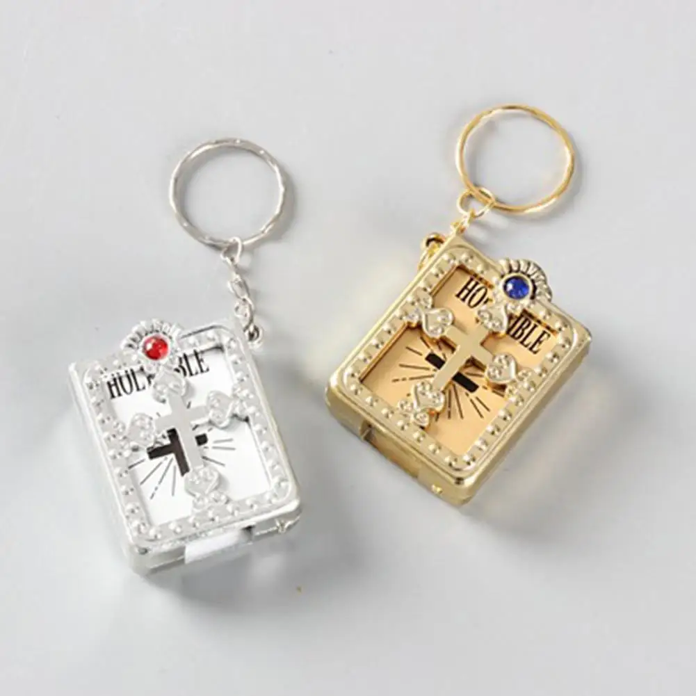 Mini Holy Bible Keychain Real Paper Can Read Religious Christian Cross Keyrings Holder Car Key Chains Fashion Gifts Jewelry image 4