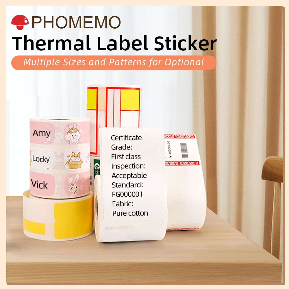 Self-Adhesive Label Sticker for Phomemo M110 M120 M220 M221 M200 Label Printer Waterproof for Jewelry Tag Thermal Paper Sticker