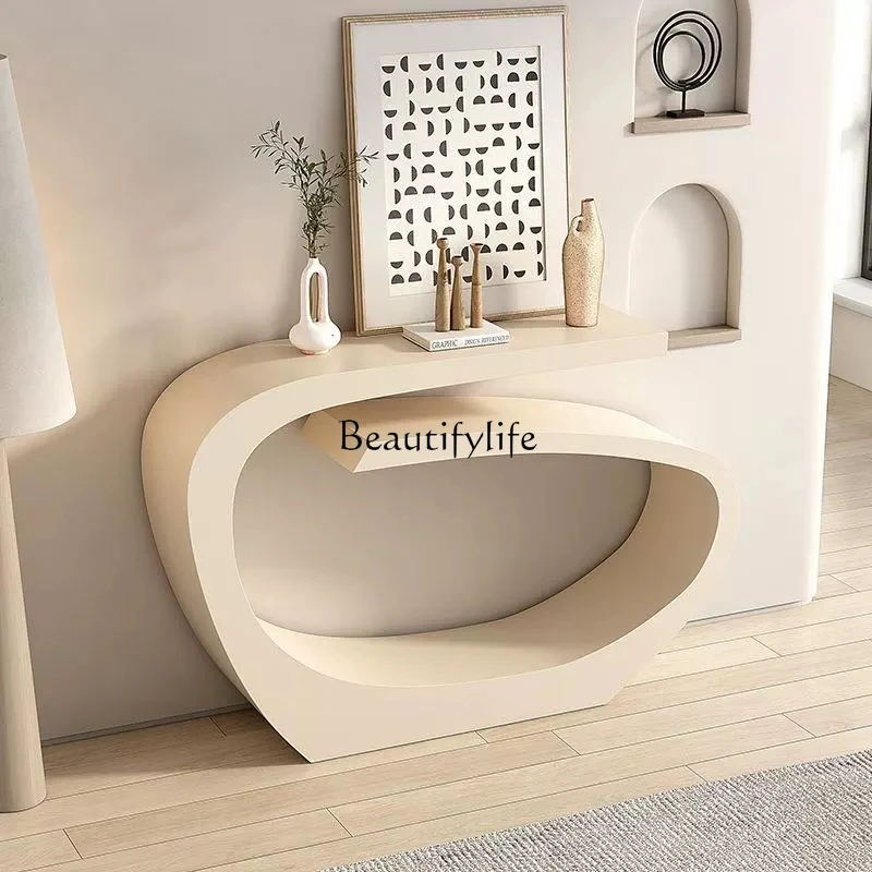 

Cream wind entrance table Nordic strip light luxury entrance table ultra-narrow end view table corridor decorative cabinet