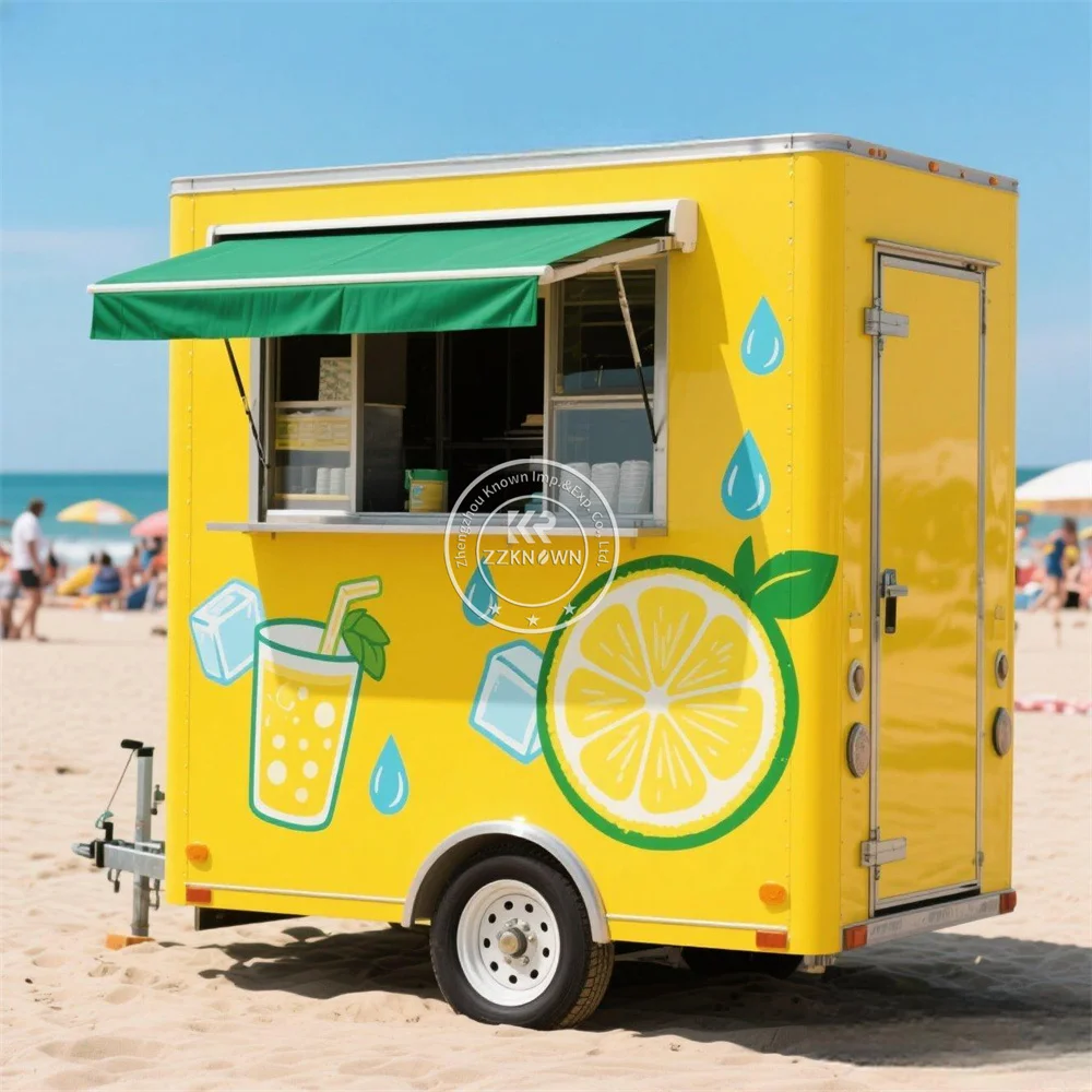 Remolque móvil personalizado para Pizza, Taco, camión de comida, furgoneta, carrito de Pizza para perritos calientes, remolque de comida de Concession callejera con cocina completa
