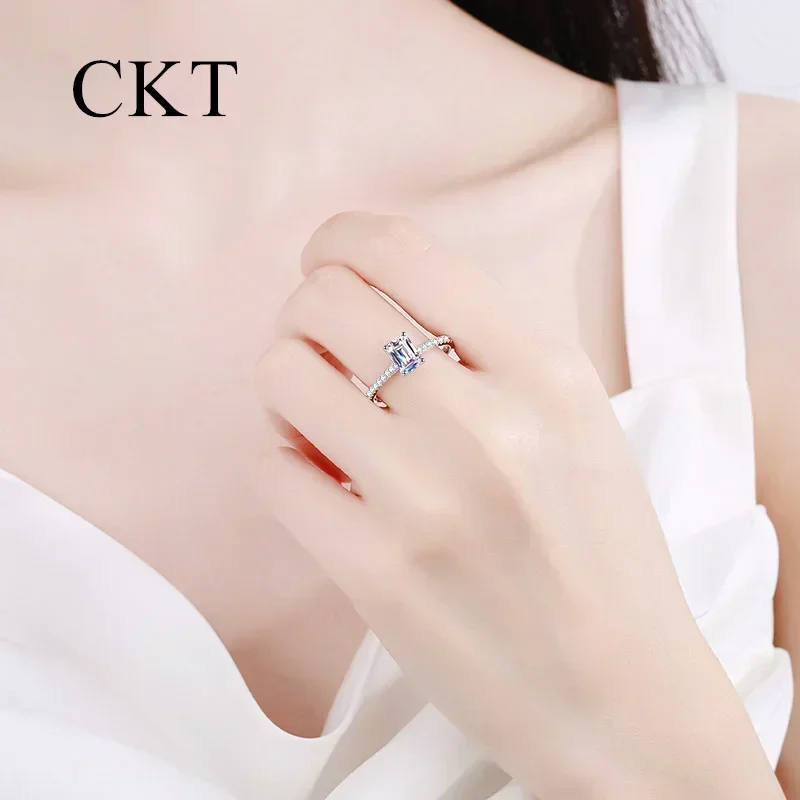 

Роскошные платиновые кольца из белого золота 18 карат для женщин Pt950 сияющий изумруд огранки 1-2 карата кольцо с муассанитом бриллиант свадебные ювелирные украшения