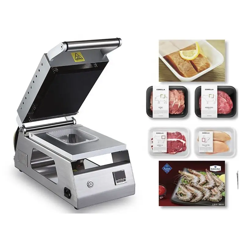 

Small 110V 220V Plastics Packages Food Tray Container Sealing Packaging Machine Manual Tray Square Box Food Sealing Machine
