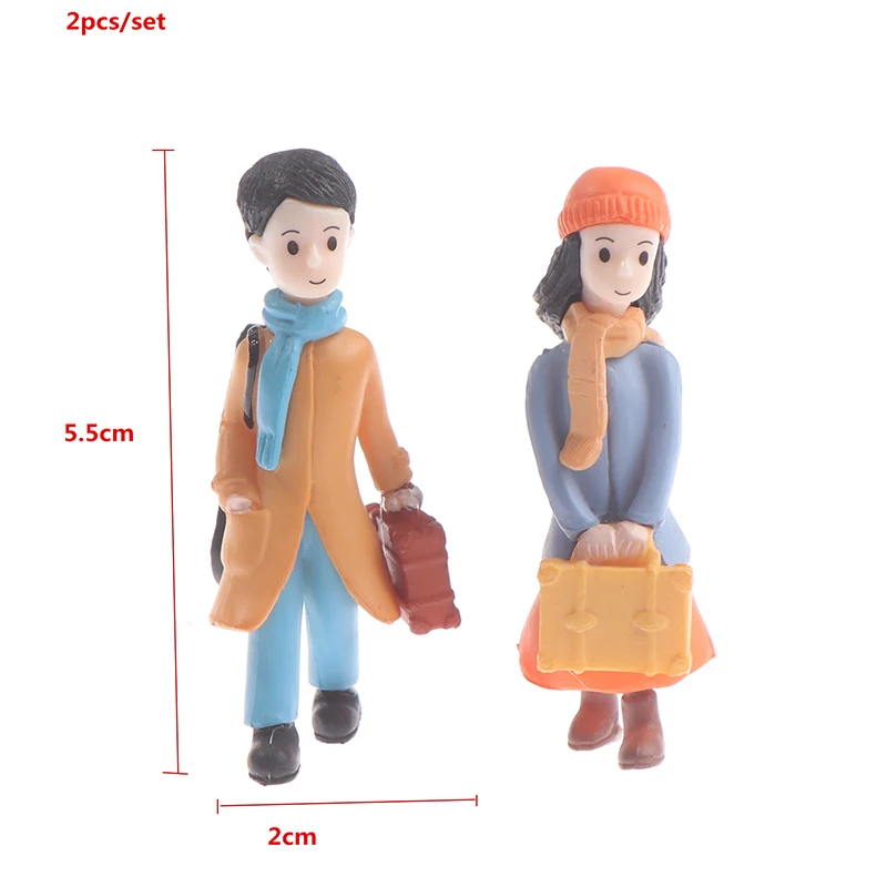 2-częściowa lalka dla par model zabawkowy dekoracja lalki miniaturowa dekoracja domu DIY