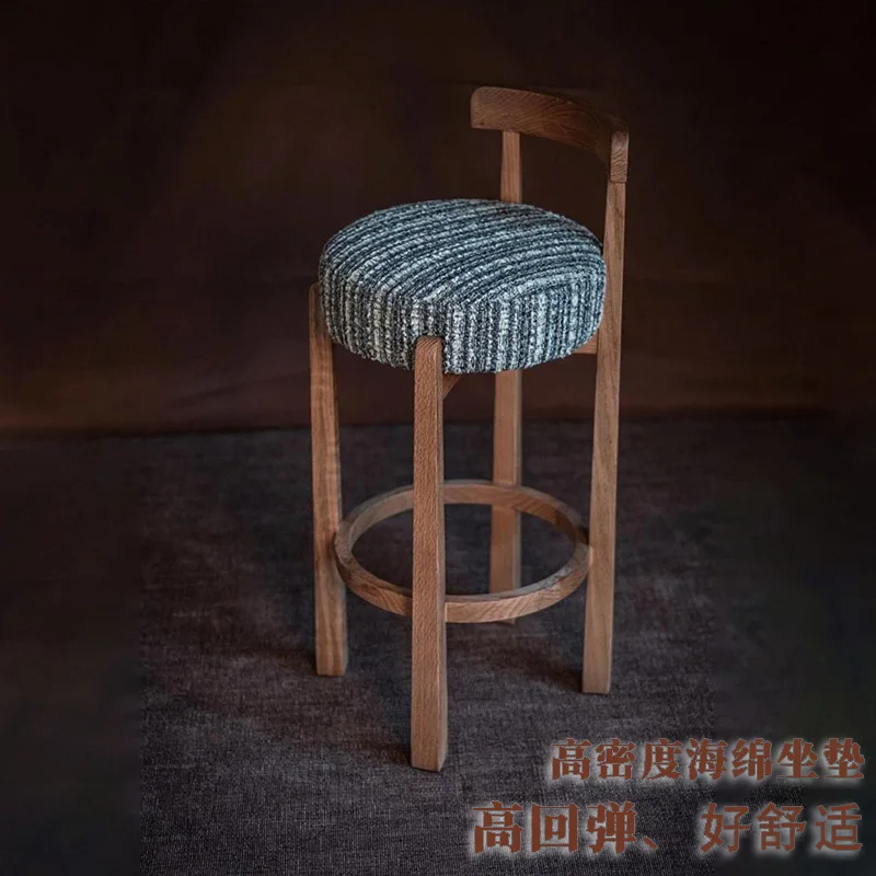 كرسي بار منزلي فاخر من الخشب الصلب الخفيف من خشب الرماد، كرسي مرتفع حديث وبسيط، كرسي مرتفع للمكتب الأمامي