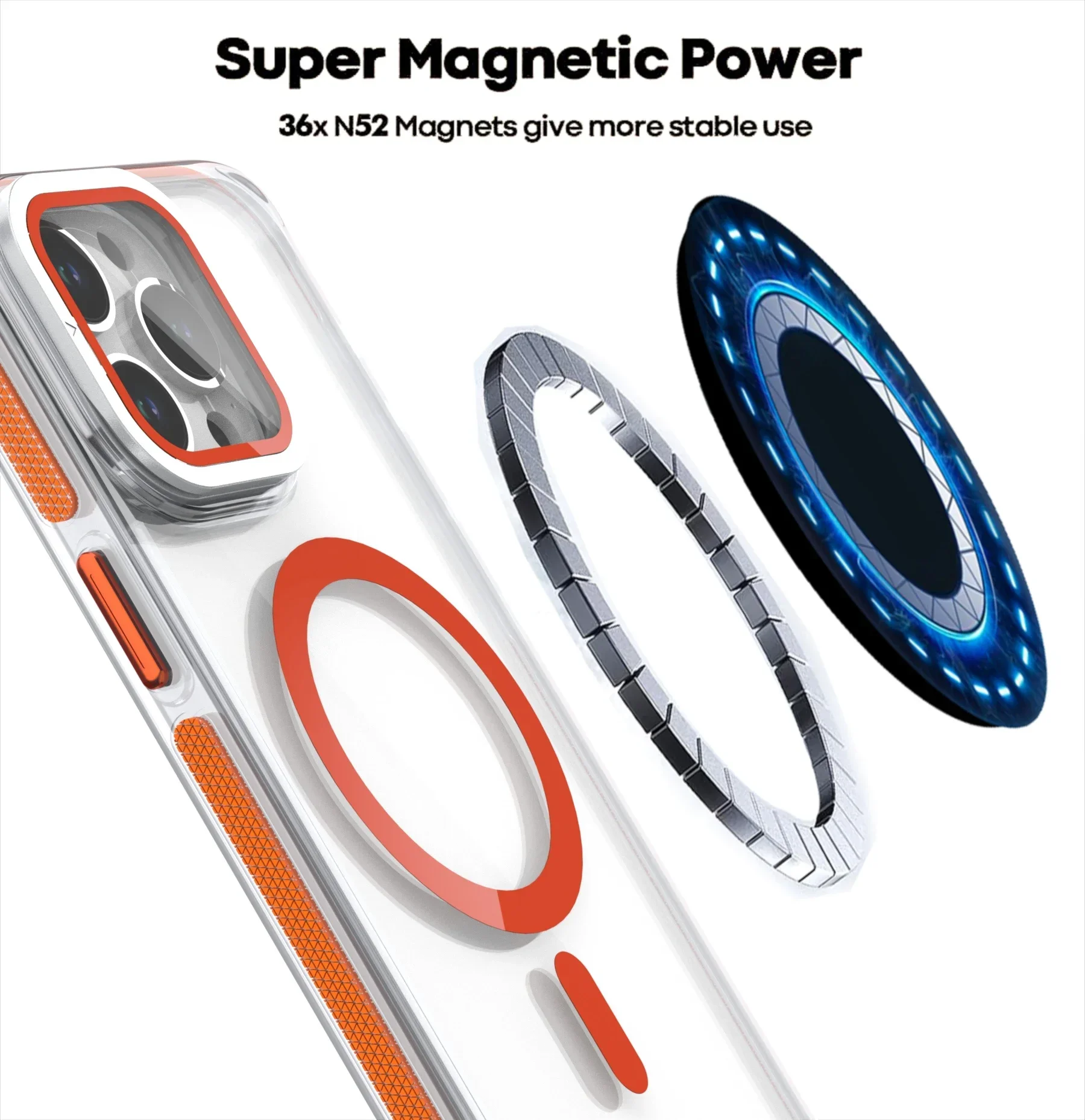 Magnetyczne etui na telefon z podstawką i ochroną aparatu do Magsafe iPhone 16 15 14 Pro Max Plus 13 12 11, przezroczyste, odporne na wstrząsy, twarde etui — zdjęcie produktu 4
