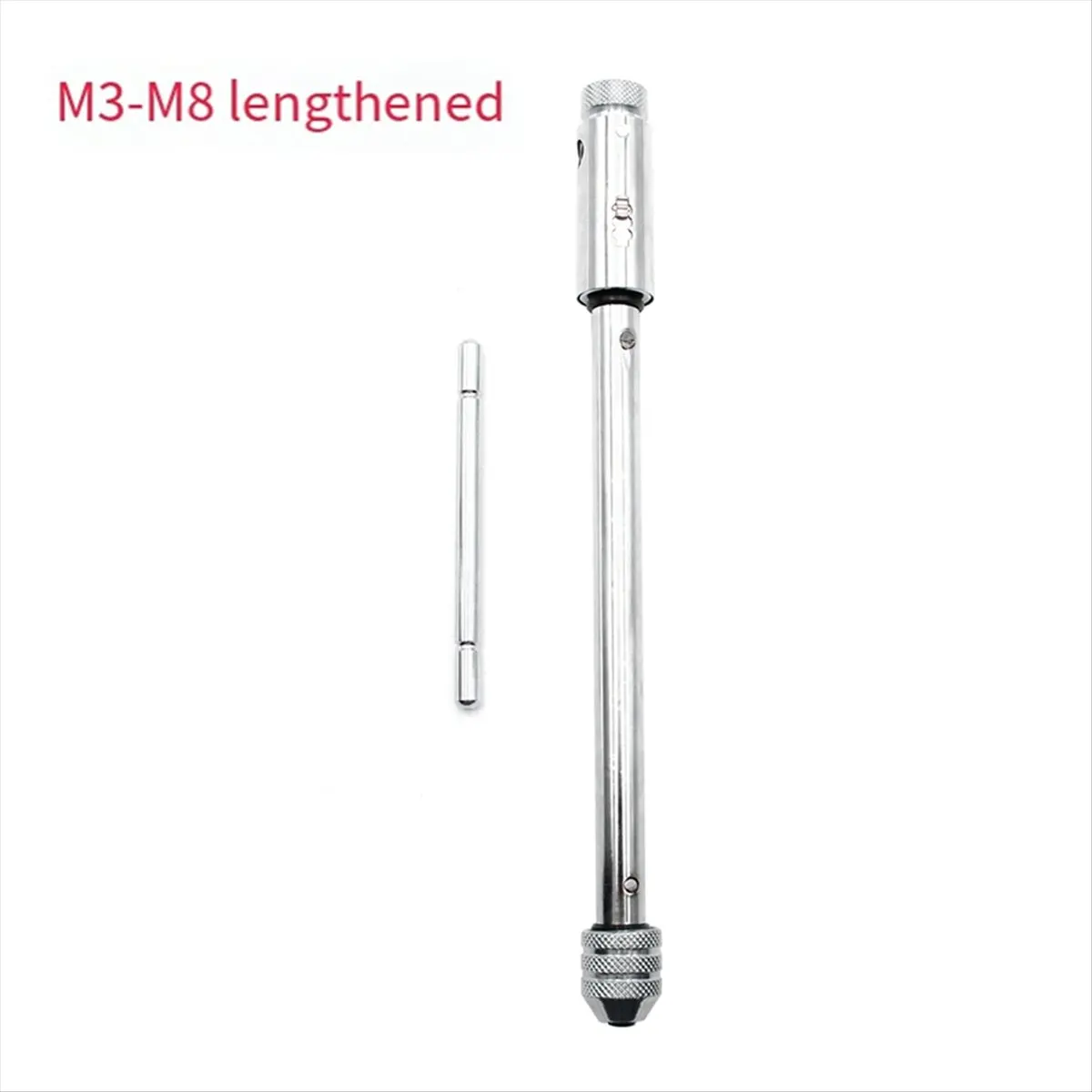2026 B-est Long Adjustable Silver T-Handle Ratchet Tap Wrench with 5 M3-M8 3mm-8mm Thread Metric Plug Taps