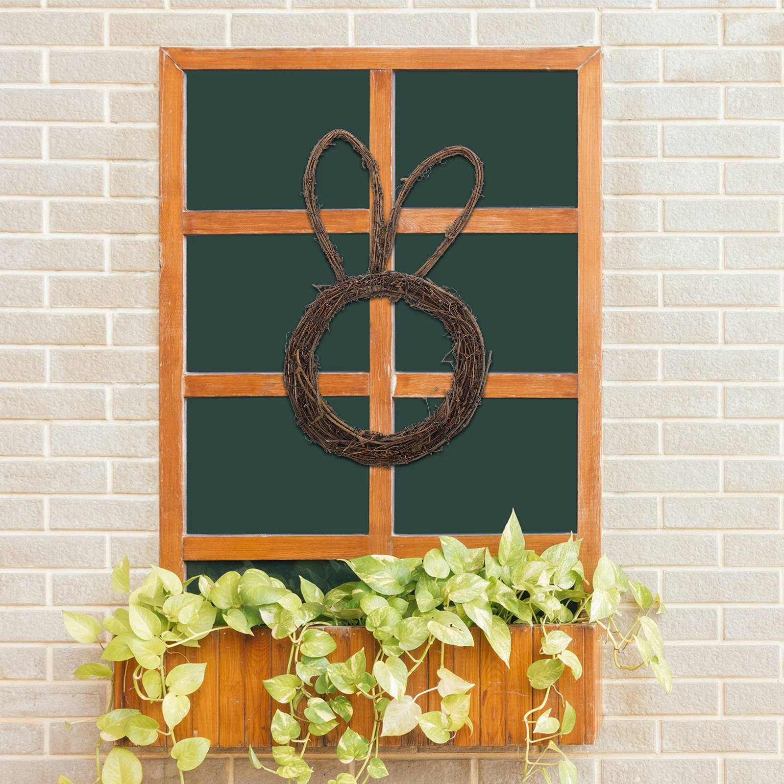 

Bunny Shaped Rattan Wreath Frame Natural Diy Garland Ring For Easter Garden Hanging Craft Shop Window Decoration Home Outdoor