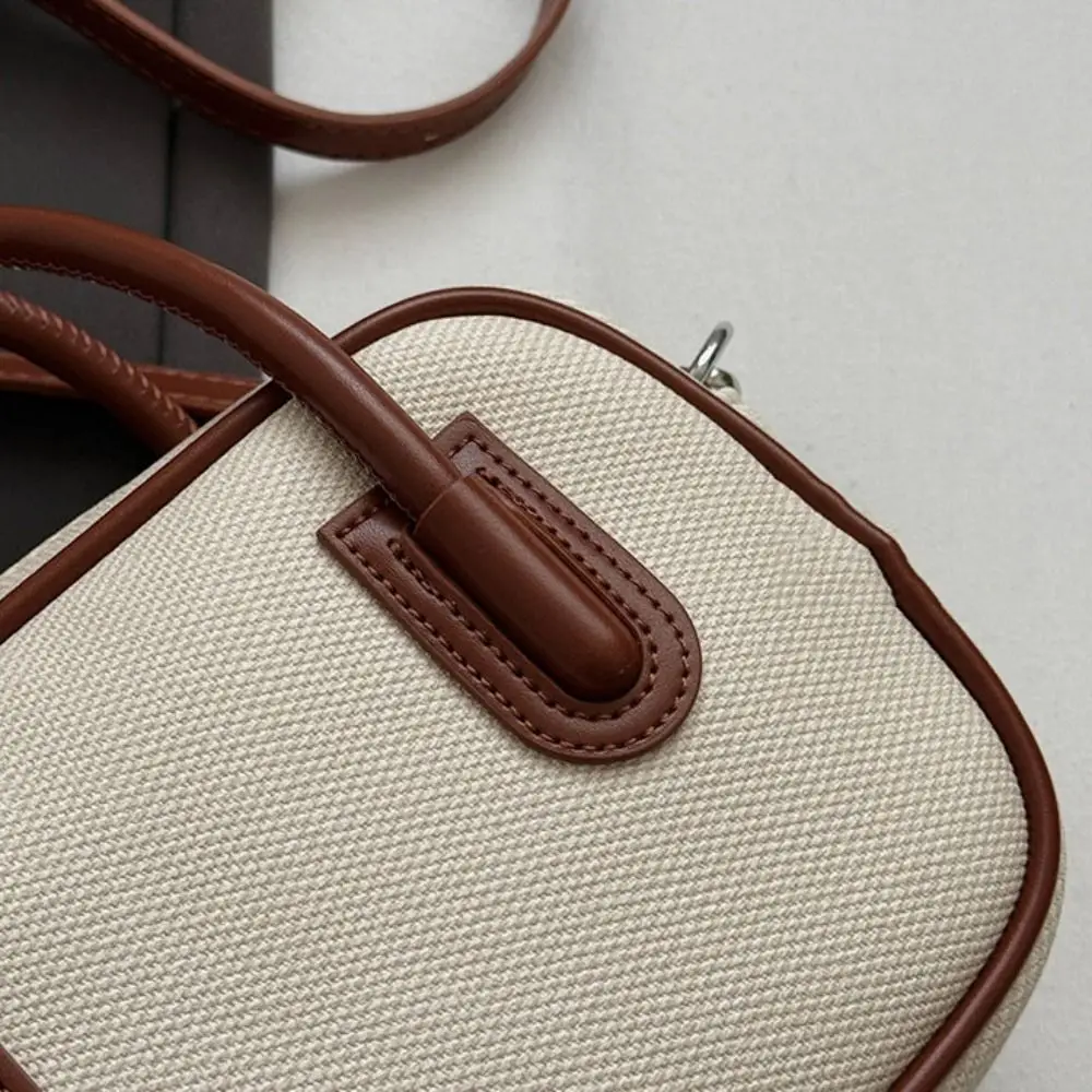 

High Quality Leather PU Bowling Bag Korean Style Handbag Boston Tote Bag Minority Design Solid Color