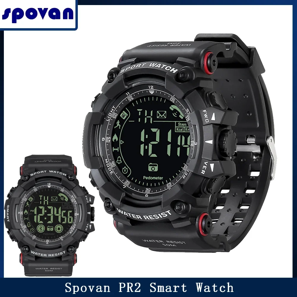 SPOVAN PR2 Smartwatch Outdoor Sports Smartwatch Waterproof Running Time Bluetooth Calorie Counter Digital Multi-function Reloj