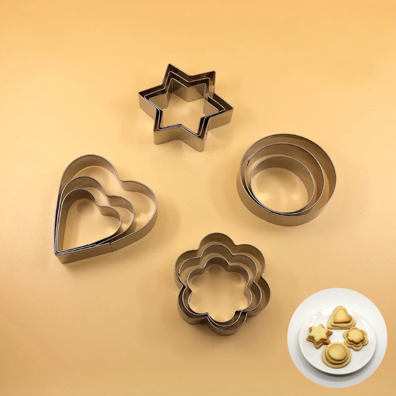 1Set Baking Mould Baking Mould Egg Mould Stainless Steel Geometric Forms Cookie Cutter Biscuit Star Heart Flower Cutter DIY Mold