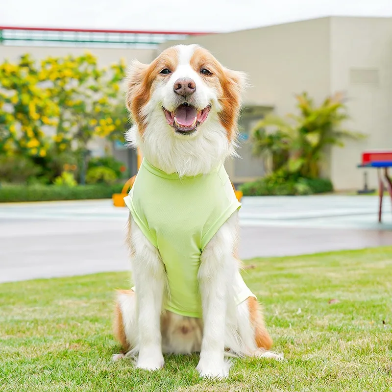 

Medium and Large Dog Vest Summer Ice Silk Dog Clothes Golden Retriever Breathable Pullover Two Legs Pet T-shirt