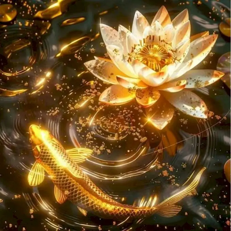 

SDOYUNO DIY Diamond Painting Full Square Lotus Flower 5D Diamond Embroidery Sale Goldfish Mosaic Handmade Gift New Arrival